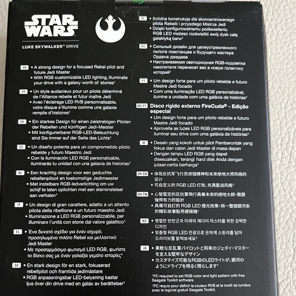 NWB - Seagate x Starwars Luke Skywalker FireCuda 2TB USB 3.0 Portable Hard Drive - Picture 3 of 5